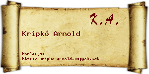 Kripkó Arnold névjegykártya