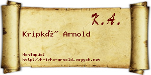 Kripkó Arnold névjegykártya